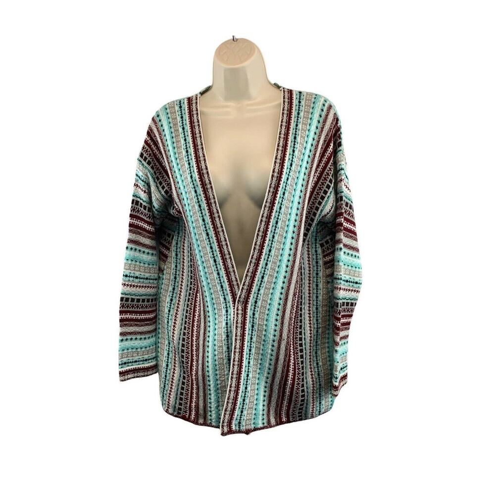 VTG Myan Womens Cardigan Sweater Size Medium Long Sleeve Open Front Striped
